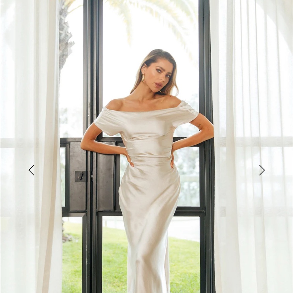 Hello Molly Cream Satin Midi Dress